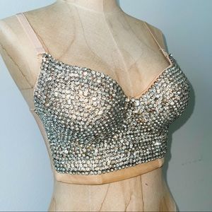 Rhinestone bead cami top
